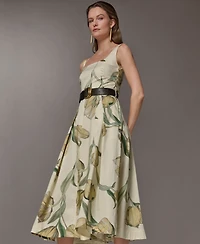 Donna Karan New York Women's Floral Sleeveless Midi A-Line Dress