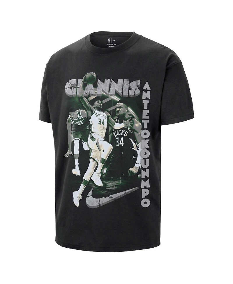 Nike Men's and Women's Giannis Antetokounmpo Black Milwaukee Bucks Athlete T-Shirt
