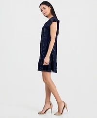 Connected Petite Ruffled-Hem Flutter-Sleeve Dress