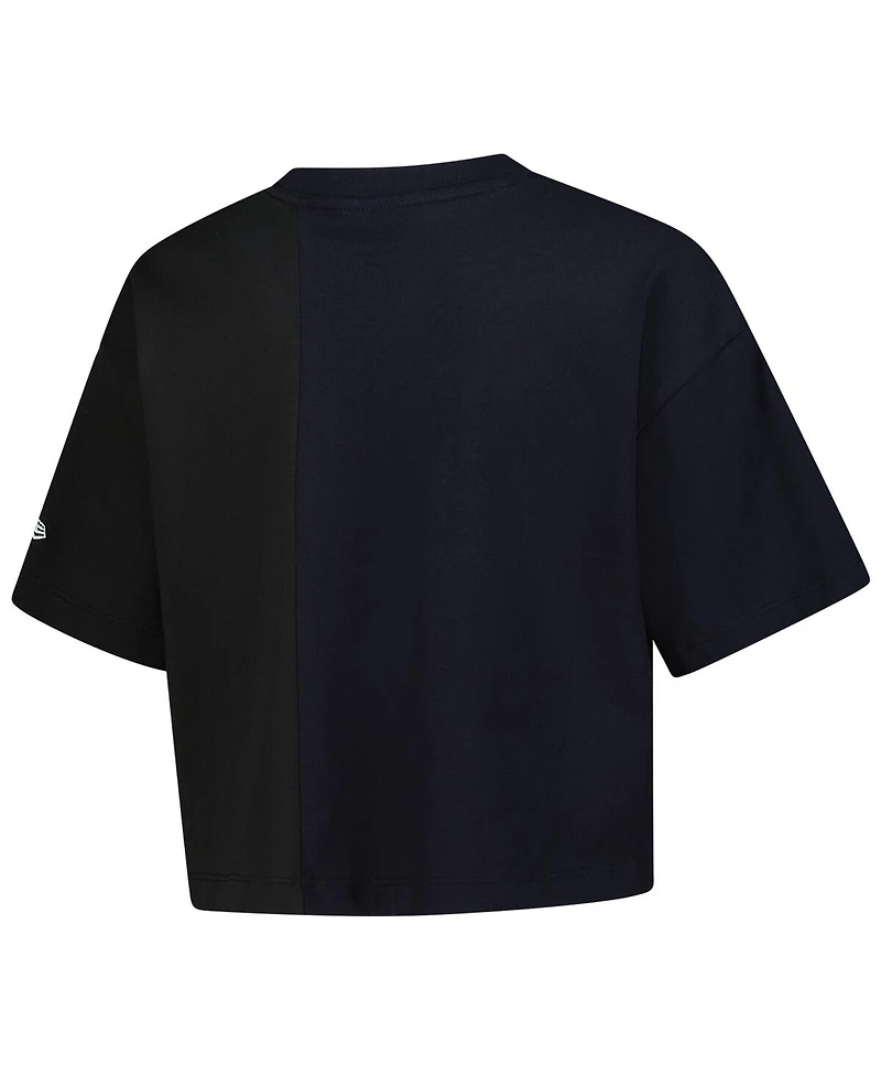 New Era Women's Navy Atlanta Braves Color blocked Boxy Cropped T-Shirt