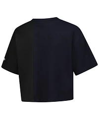 New Era Women's Navy Atlanta Braves Color blocked Boxy Cropped T-Shirt