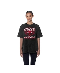 New Era Women's Black Chicago Bulls Throwback Mineral Wash Oversized T-Shirt