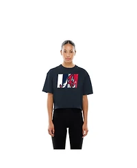 New Era Women's Navy Atlanta Braves Boxy Foil Logo T-Shirt