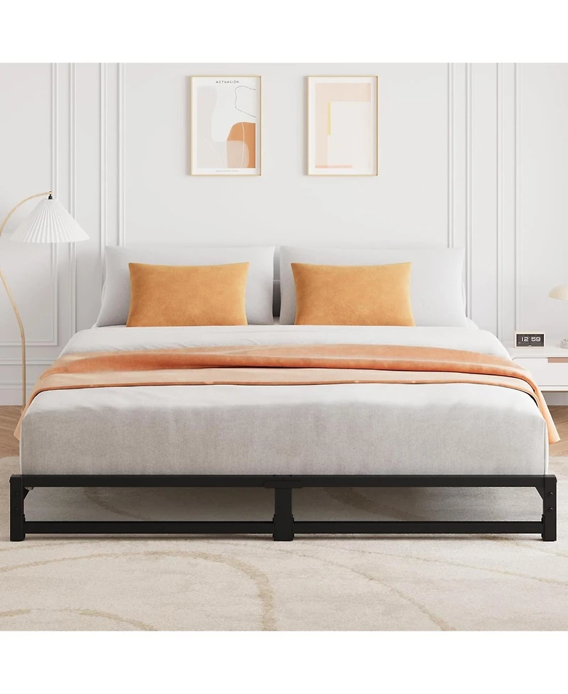 gaomon 6 Inch Size Metal Platform Bed Frame with Steel Slat Support, Mattress Foundation and No Box Spring Needed