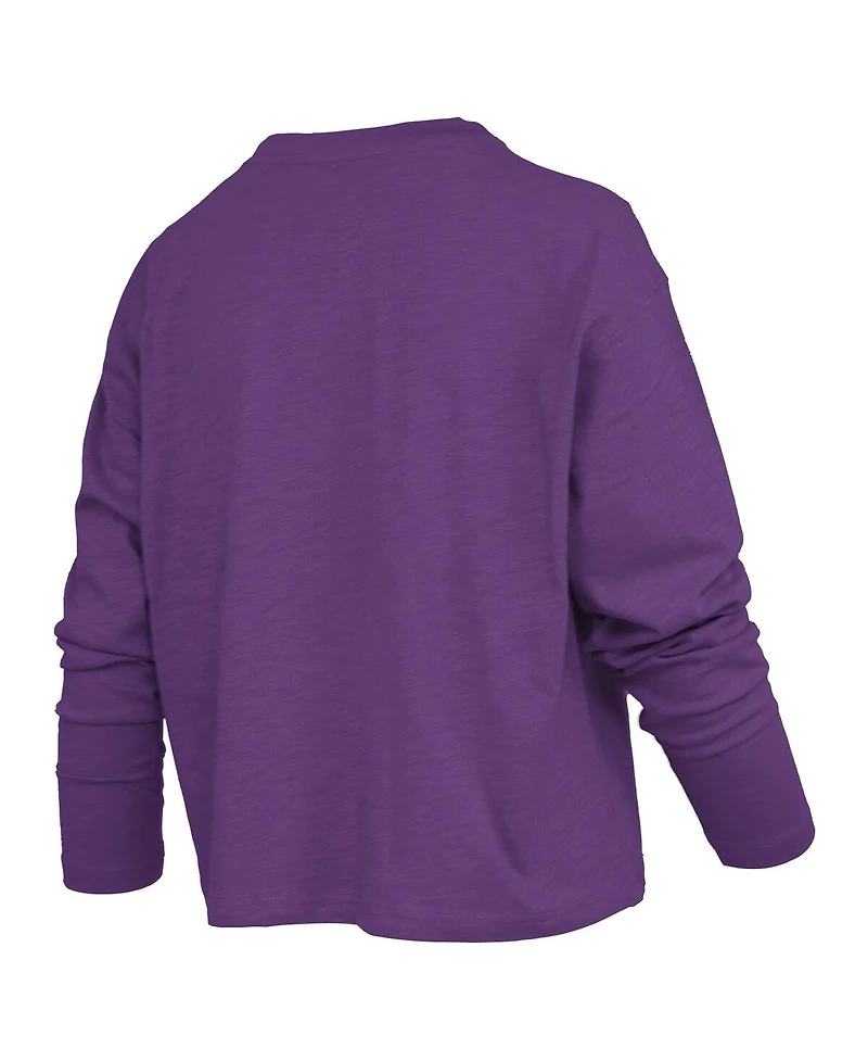Pressbox Women's Purple Lsu Tigers Motley Boxy Waist-Length Long Sleeve T-Shirt