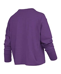 Pressbox Women's Purple Lsu Tigers Motley Boxy Waist-Length Long Sleeve T-Shirt