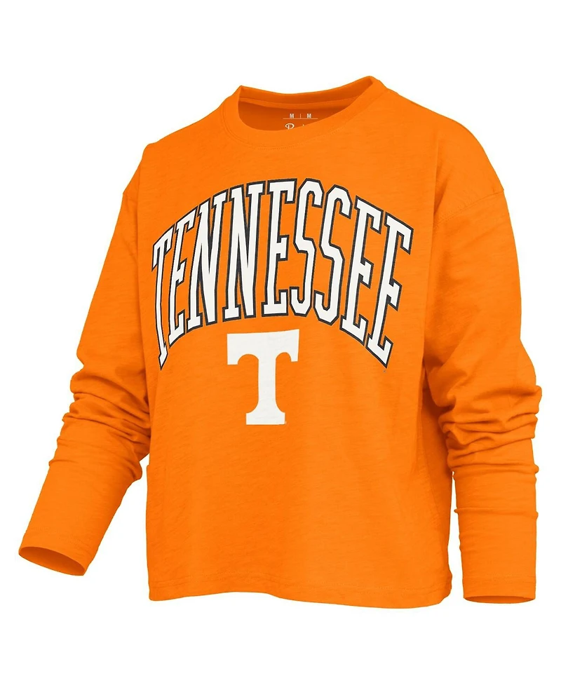 Pressbox Women's Tennessee Orange Volunteers Motley Boxy Waist-Length Long Sleeve T-Shirt
