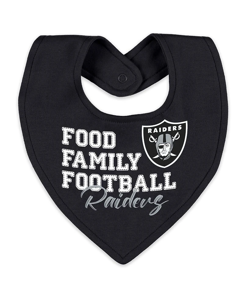Wear by Erin Andrews Baby Boys and Girls 2-Piece Las Vegas Raiders Sleep Play Full-Zip Sleeper Bib Set