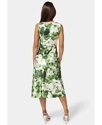 Bebe Women's Printed Satin Cowl Maxi Dress