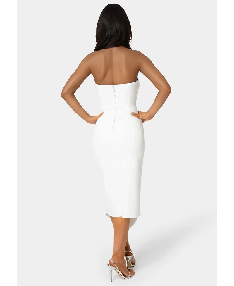 Bebe Women's Strapless Cascade Midi Dress