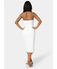 Bebe Women's Strapless Cascade Midi Dress