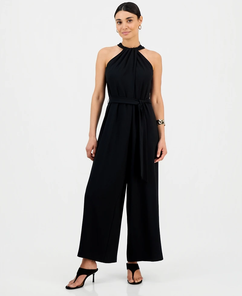 I.n.c. International Concepts Petite Sleeveless Halter Tie-Waist Jumpsuit, Macy's Exclusive