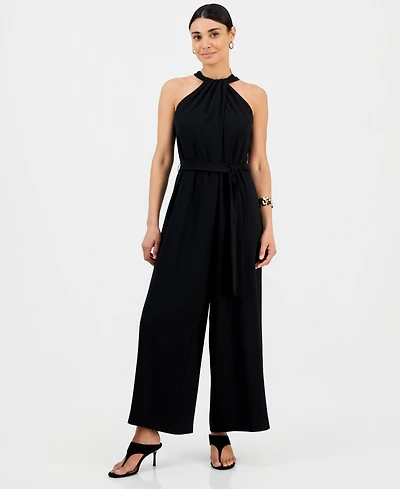 I.n.c. International Concepts Petite Sleeveless Halter Tie-Waist Jumpsuit, Macy's Exclusive