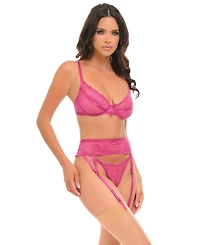 Oh La Cheri Women's Julia Sheer Lace 3-Piece Bra Set