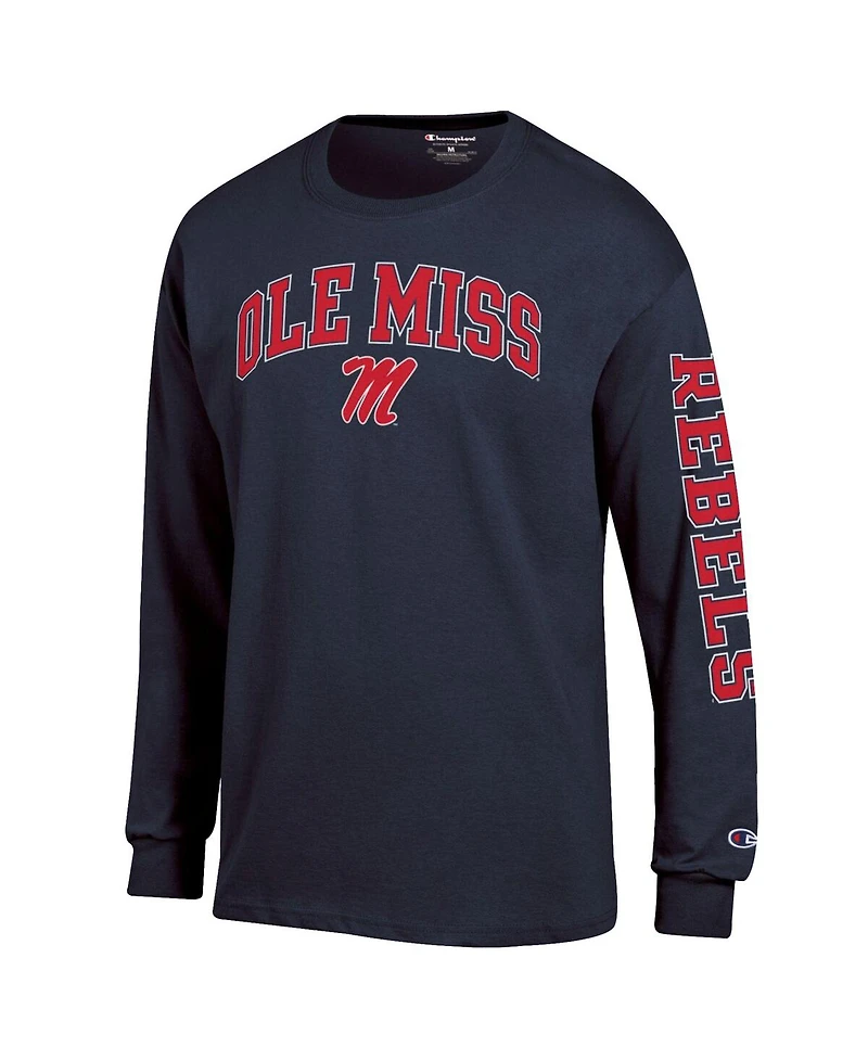 Champion Men's Navy Ole Miss Rebels Arch Over Logo 2-Hit Long Sleeve T-Shirt