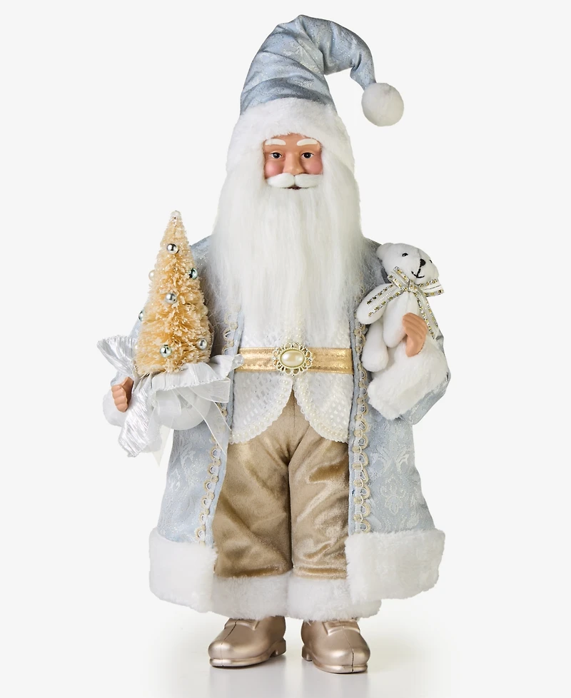 Holiday Lane Opulence Standing Santa with Tree and Stuffed Bear, Macy's Exclusive