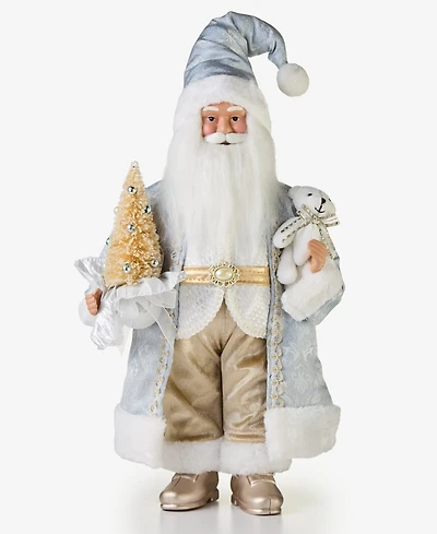Holiday Lane Opulence Standing Santa with Tree and Stuffed Bear, Macy's Exclusive