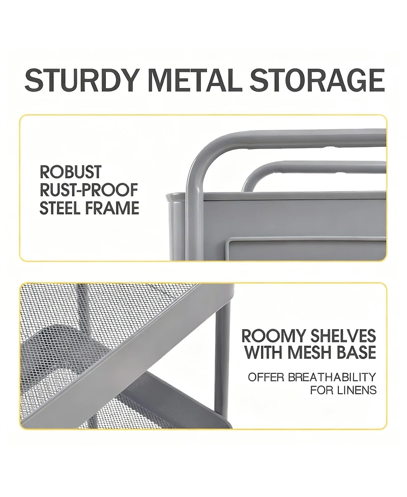 Yigii Metal Rolling Cart with Wheels for Kitchen, Bathroom, & More - Easy Assembly, Durable