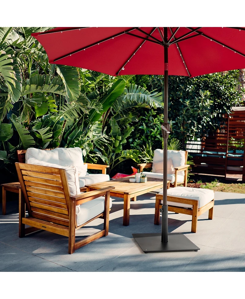 Gymax Square Weighted Patio Umbrella Base Stand 36 lbs Outdoor w/ 3 Adapters