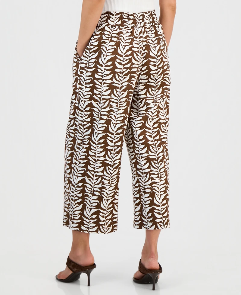 I.n.c. International Concepts Petite Printed Linen High-Rise Wide-Leg Pants, Macy's Exclusive