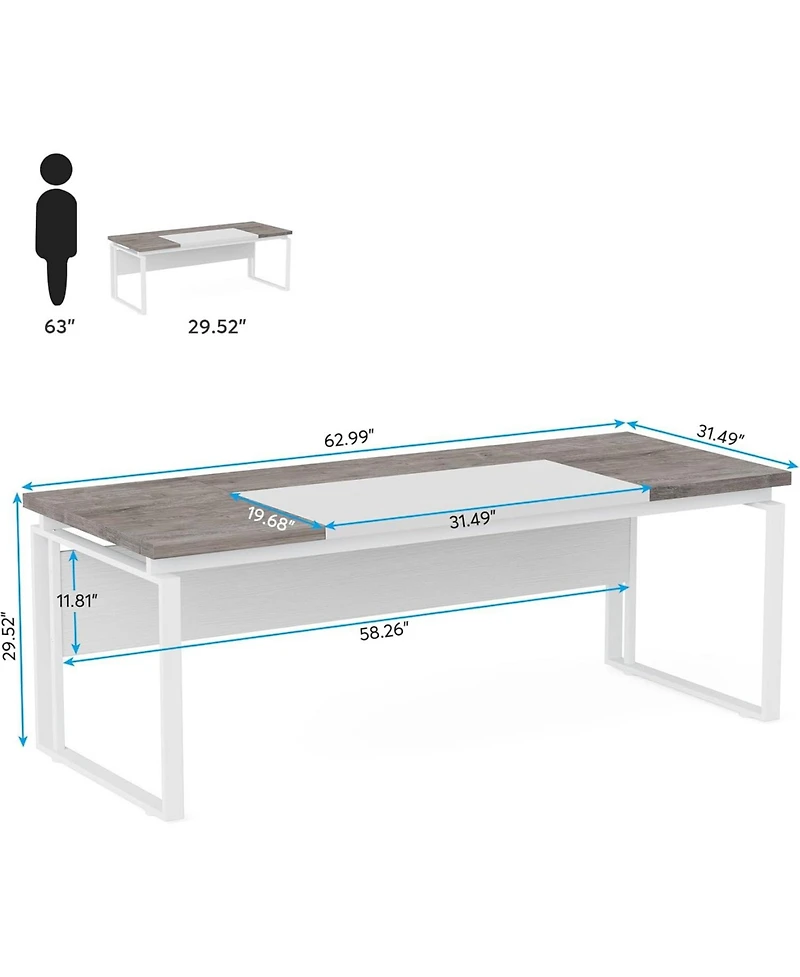 Tribesigns 63" Computer Desk Home Office Writing Table for Workstation (Only Table)