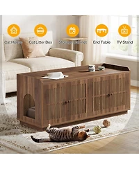 Tribesigns 2 Cats Litter Box Enclosure, 55.1-Inch Extra Large Hidden Litter Box Furniture