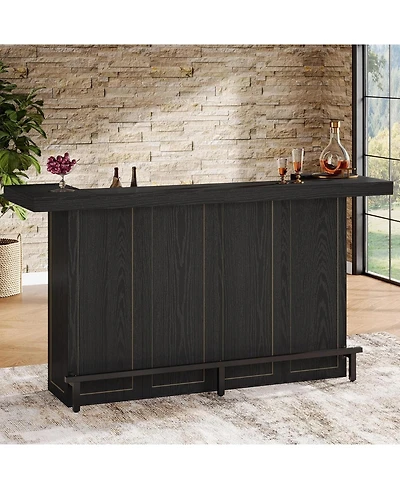 Tribesigns 4-Tier Bar Table, 70.9-Inch Large Wooden Home Unit with Wine Glass Holder and Black Footrest