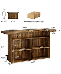 Tribesigns 4-Tier Bar Table, 70.9-Inch Large Wooden Home Unit with Wine Glass Holder