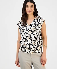 I.n.c. International Concepts Petite Extended-Shoulder Banded-Hem Top