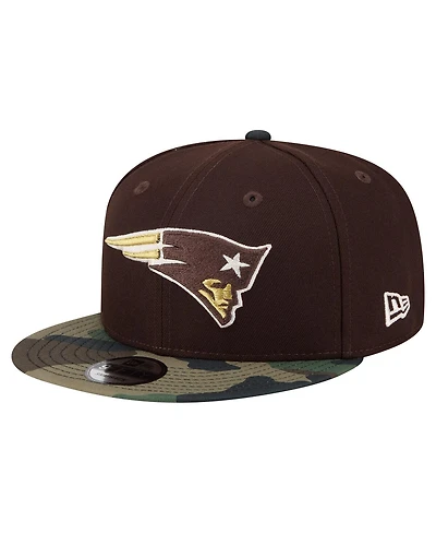 New Era Men's Dark Brown New England Patriots Burnt Wood Camo 9FIFTY Snapback Hat