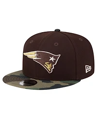 New Era Men's Dark Brown New England Patriots Burnt Wood Camo 9FIFTY Snapback Hat