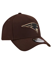 New Era Men's Dark Brown New England Patriots Burnt Wood A-Frame 9FORTY Adjustable Hat