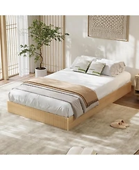gaomon Twin Bed Frame, Wood Platform Bed with Fluted Design, Low Profile BedFrame, Minimalist Bed Base with Noise-Free, No Box Spring Needed