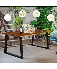Gymax Rectangular Acacia Wood Dining Table Rustic Indoor &Outdoor Furniture