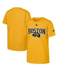 Fanatics Big Boys and Girls Gold Boston Bruins 2026 Nhl Stadium Series Authentic Locker Room T-Shirt