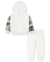 abercrombie kids Boys' Essentials Patchwork Hoodie and pants, 2-Piece Set