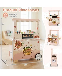 Slickblue Kids Play Food Truck Toy with Pizza Oven and Snack Cart