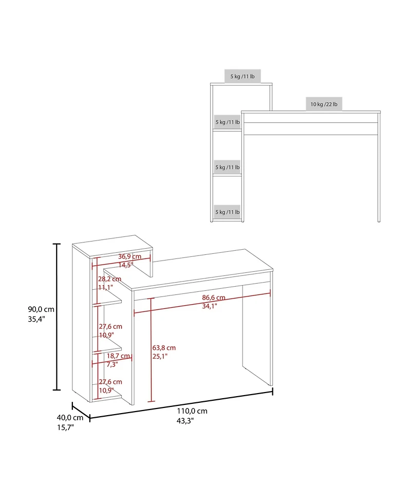 Fm Furniture Salome Computer Desk with Open Storage, Wenge