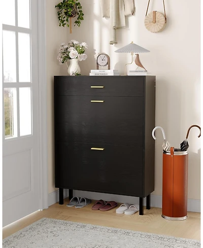 gaomon Space-Saving Narrow Shoe Cabinet for Entryway – 3-Tier Adjustable Shelves – Fits Slippers Sneak