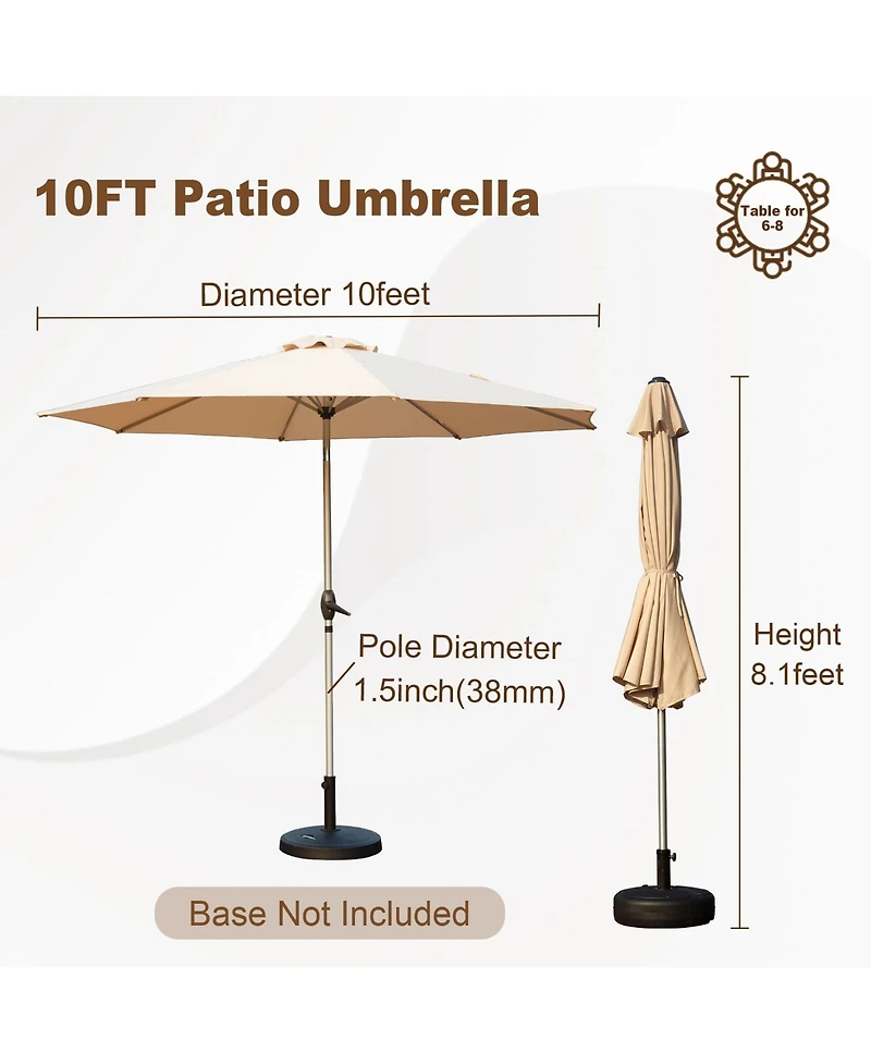 Clihome 10FT Outdoor Patio Umbrella with Push Button Tilt and Crank
