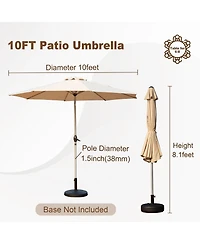 Clihome 10FT Outdoor Patio Umbrella with Push Button Tilt and Crank