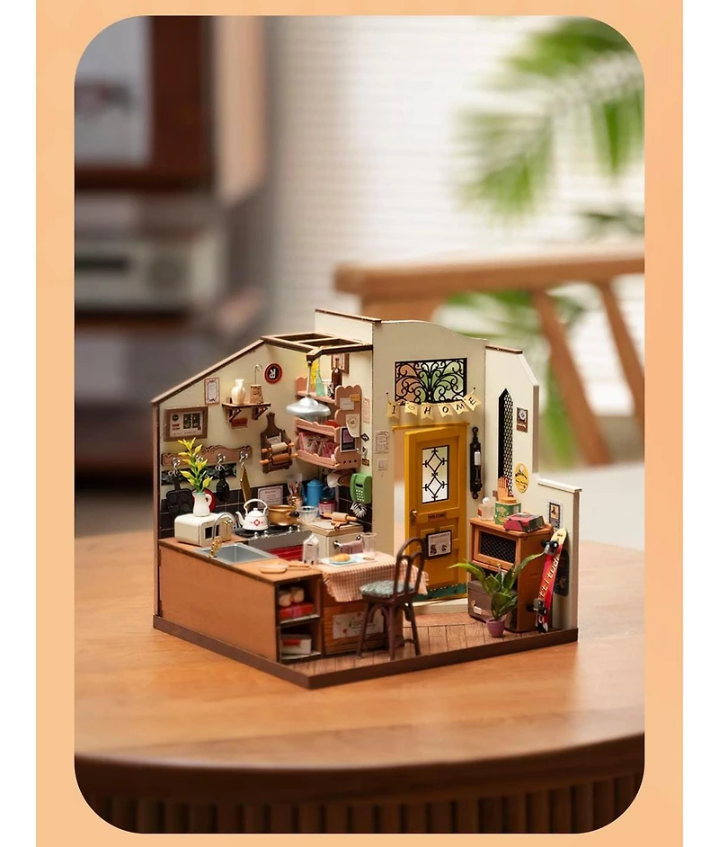 Robotime Miniature House Kit, Diy Miniature Dollhouse Kit for Adults,Model Kits for Adults to Build with Led, Birthday for Adult Homey Kitchen