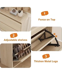 gaomon Shoe Cabinet with 3 Flip Drawers Wooden Cabinet with Adjustable Shelves,Hidden Handle Modern Shoe Organizer for Entryway Hallway Living Room