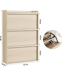 gaomon Shoe Cabinet with Flip Drawers Narrow Cabinet with Adjustable and Removable Shelves Modern Wooden Shoe Organizer with Hidden Handle