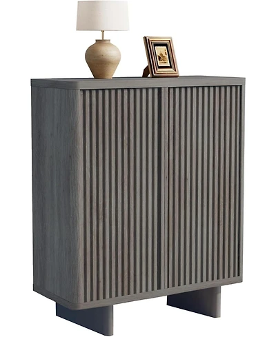 gaomon 31.6 Inch Shoe Cabinet with Fluted Door 5-Tier Storage Cabinet Rustic Entryway Shoe Bench for Hallway and Foyer