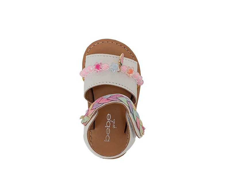 Bebe Toddler Girl's Fashion Sandals – Dressy Shoes with Glitter Braid and Bracelet Accent