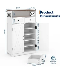 gaomon Modern Farmhouse Entryway Shoe Storage Cabinet with Drawers and Adjustable Shelves