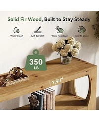 Tribesigns Solid Wood Console Table with 3-Tier Storage, 63" Long Farmhouse Narrow Entryway Table