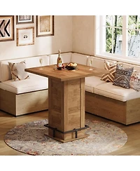 Tribesigns 39.4" H Square Bar Table, Industrial High Top Bistro Pub Cocktail Table with Metal Footrest for Kitchen Nook, Home Bar, Small Bars