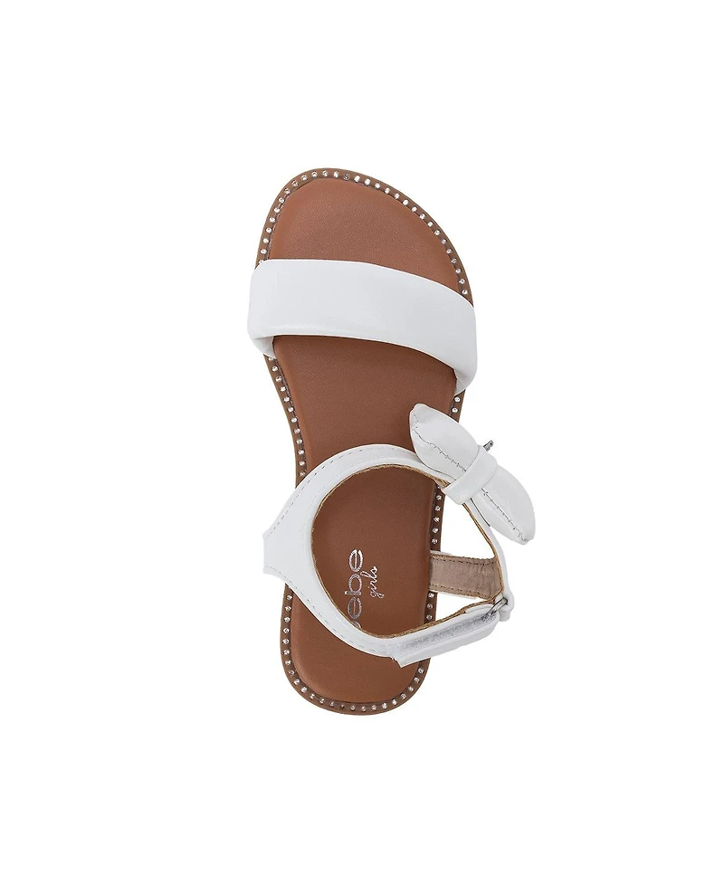 Bebe Girls Girl's Fashion Sandals – Dressy Shoes with Puffy Bow and Hanging Logo Charm